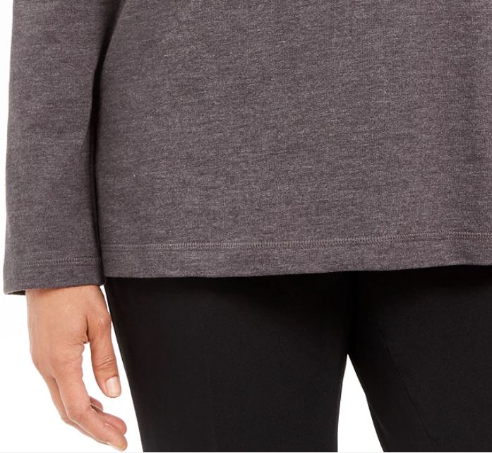 Karen Scott Women's Sport Cowl Neck Top Charcoal Size Small