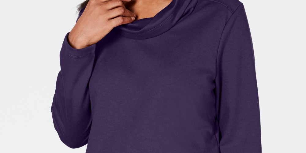 Karen Scott Women's Sport Cowl Neck Top Purple Size X-Small