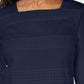 Karen Scott Women's Lace Square Neck 3/4 Sleeve Top Navy Size Petite Small