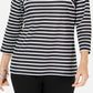 Karen Scott Women's Striped Crossover Top Black Size Small