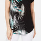 Alfani Women's Petite Printed Round-Hem T-Shirt Black Size Petite