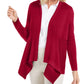 JM Collection Women's Ribbed Handkerchief-Hem Cardigan Red Size X-Large