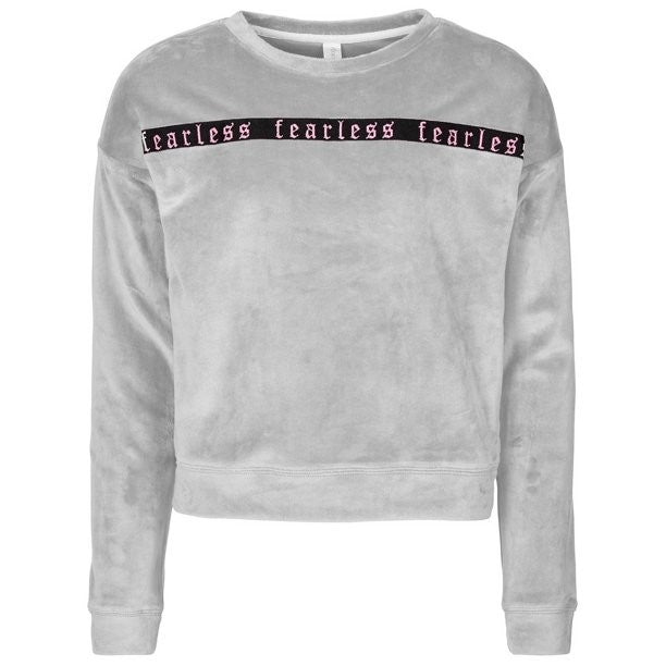 Ideology Big Girls Velour Top Gray Size Medium