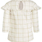 फ़र्स्ट इंप्रेशंस बेबी गर्ल्स ग्लिटर-चेक-प्रिंट रफ़ल ड्रेस सफ़ेद साइज़ 6-9M