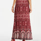 Style & Co Women's Printed Pull-On Maxi Skirt Red Size Small