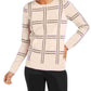 Charter Club Women's Printed Crewneck Sweater Pink Size X-Large