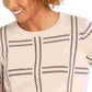 Charter Club Women's Printed Crewneck Sweater Pink Size X-Large