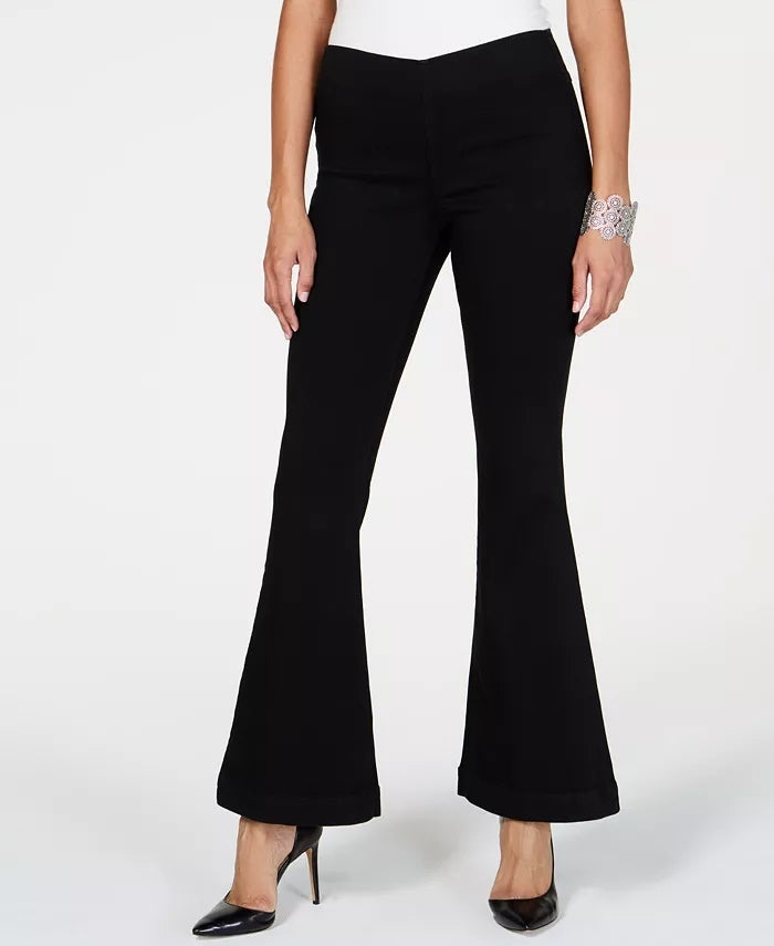 INC International Concepts Women's Pull-On Flare Jeans Black Size 0