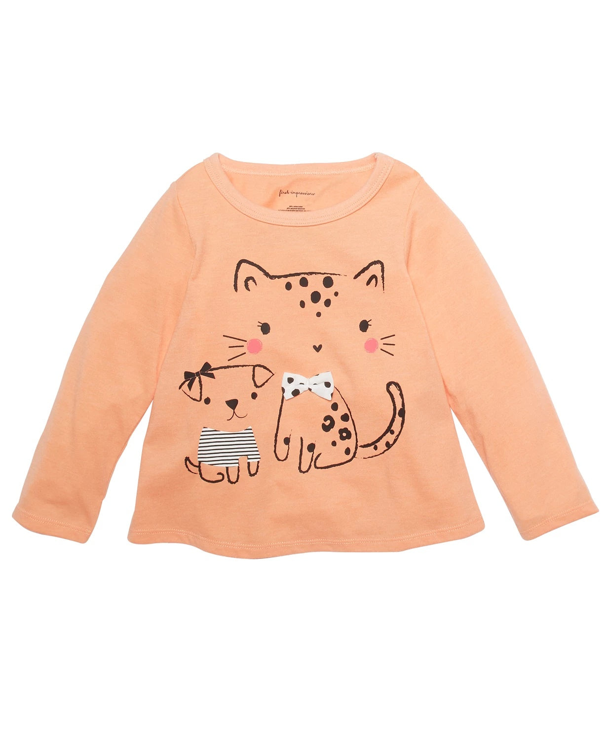First Impressions Baby Girls Dog & Cat T-Shirt Orange Size 12MOS