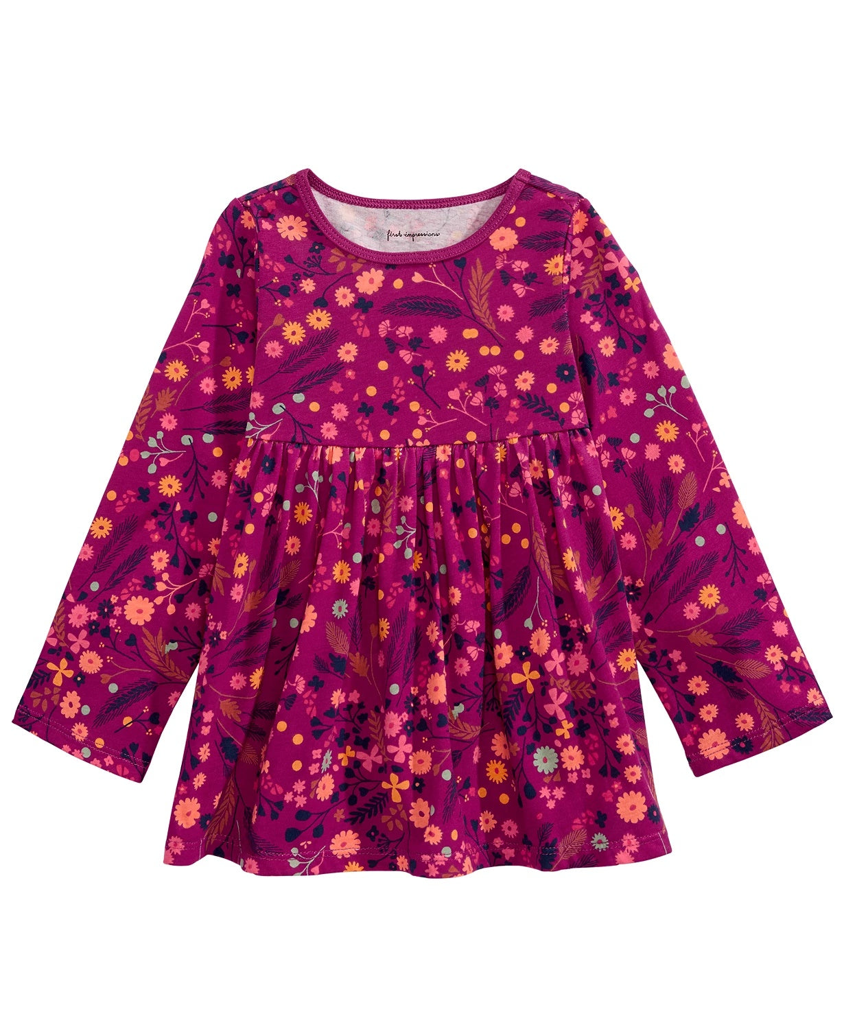 First Impressions Baby Girls Cotton Floral-Print Tunic Purple Size 12M