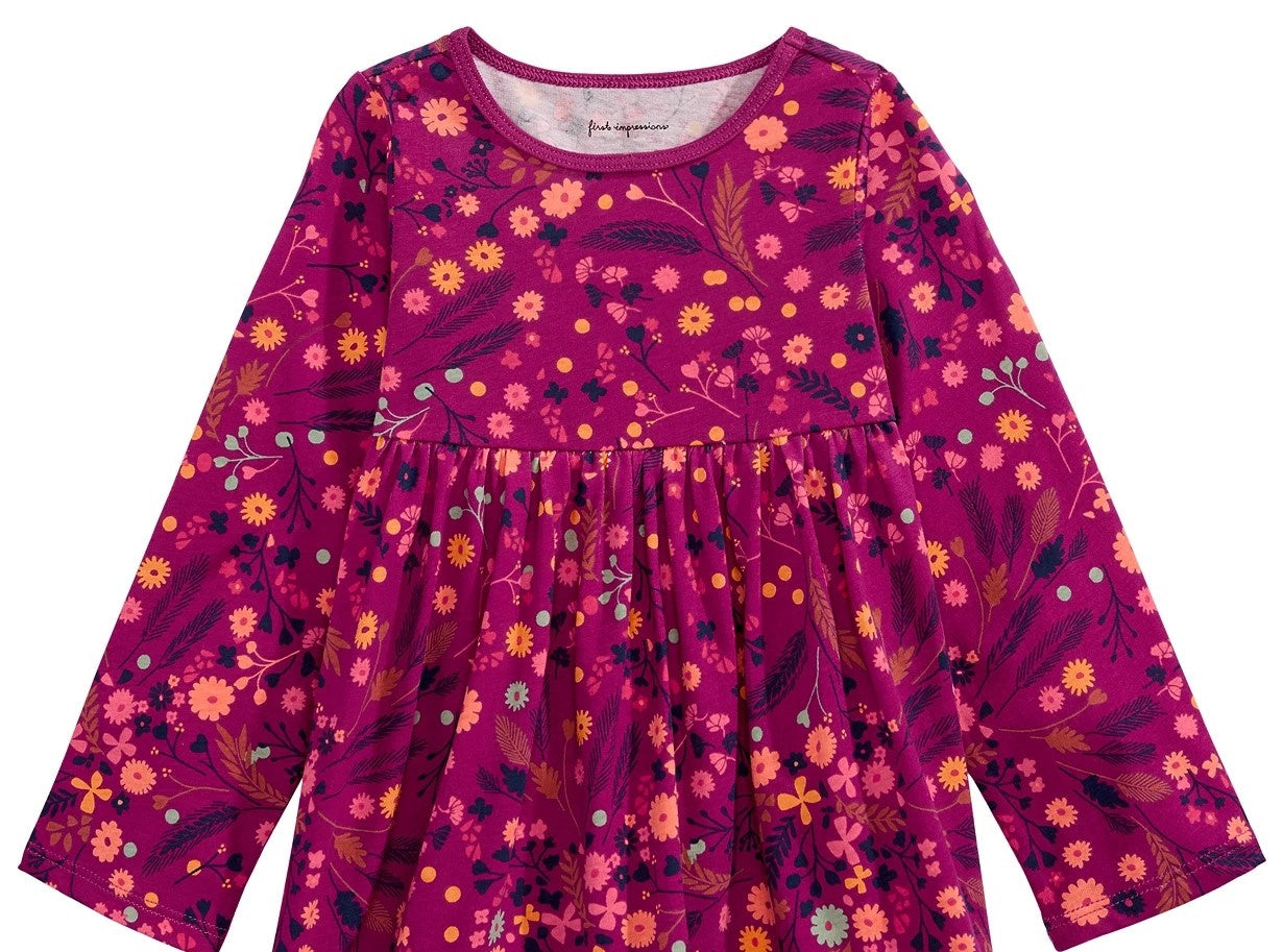 First Impressions Baby Girls Cotton Floral-Print Tunic Purple Size 12M