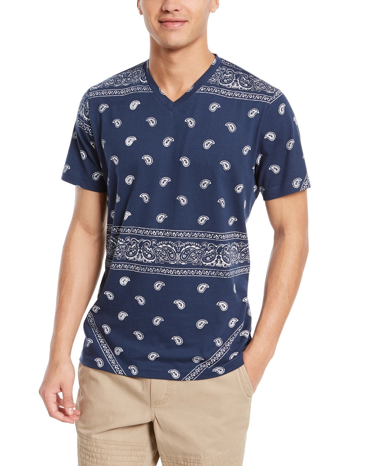 American Rag Men's Blocked Bandana T-Shirt Navy Size Small