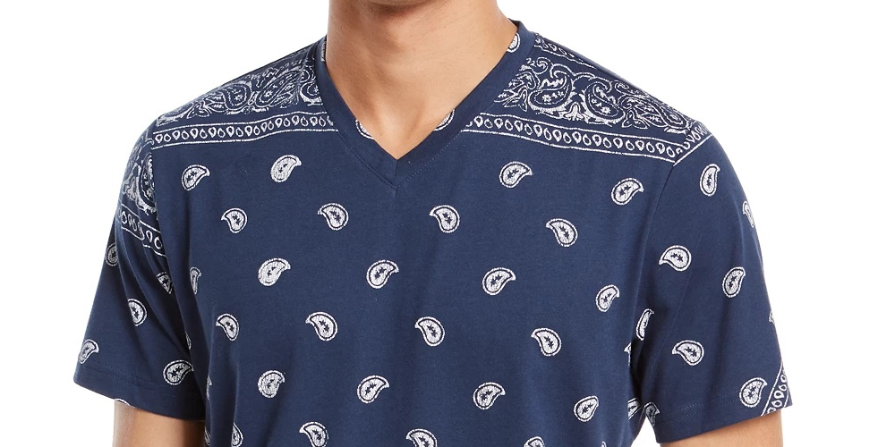American Rag Men's Blocked Bandana T-Shirt Navy Size Small