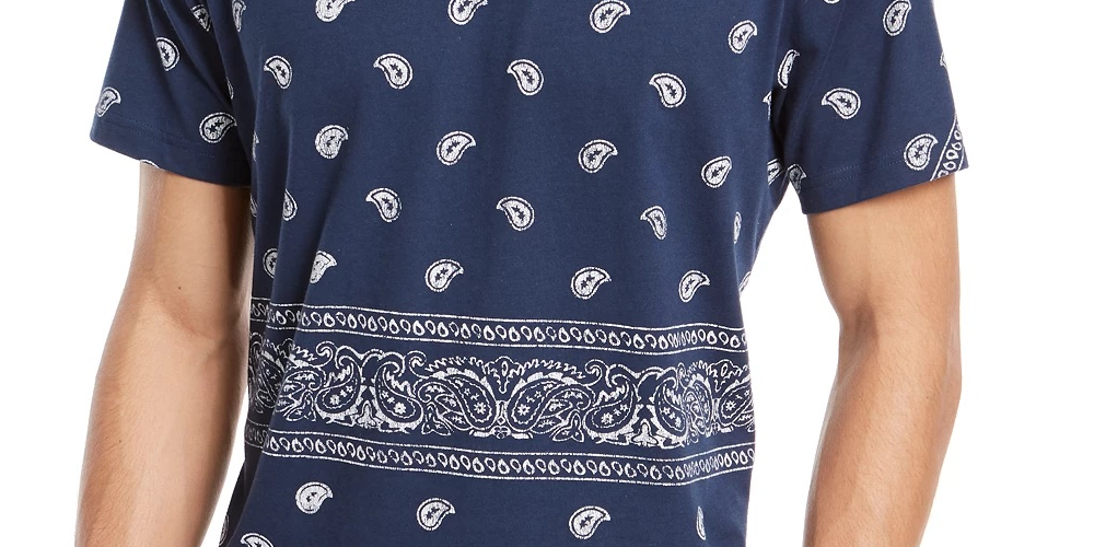 American Rag Men's Blocked Bandana T-Shirt Navy Size Small