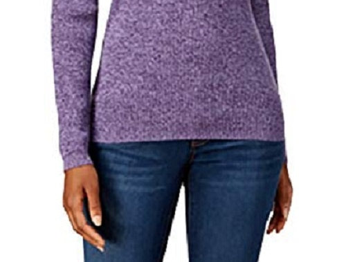 Karen Scott Women's Cotton Mock-Neck Sweater Purple Size Medium