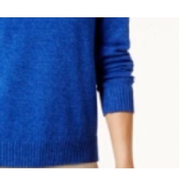 Karen Scott Women's Marled Cotton Turtleneck Sweater Blue Size Medium