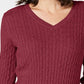 Karen Scott Women's Cotton V Neck Sweater Pink Size Large