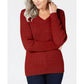 Karen Scott Women's Cable Knit V Neck Sweater Red Size Small