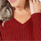 Karen Scott Women's Cable Knit V Neck Sweater Red Size Small