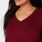 Karen Scott Women's Cable-Knit V-Neck Sweater  Red Size XX-Large