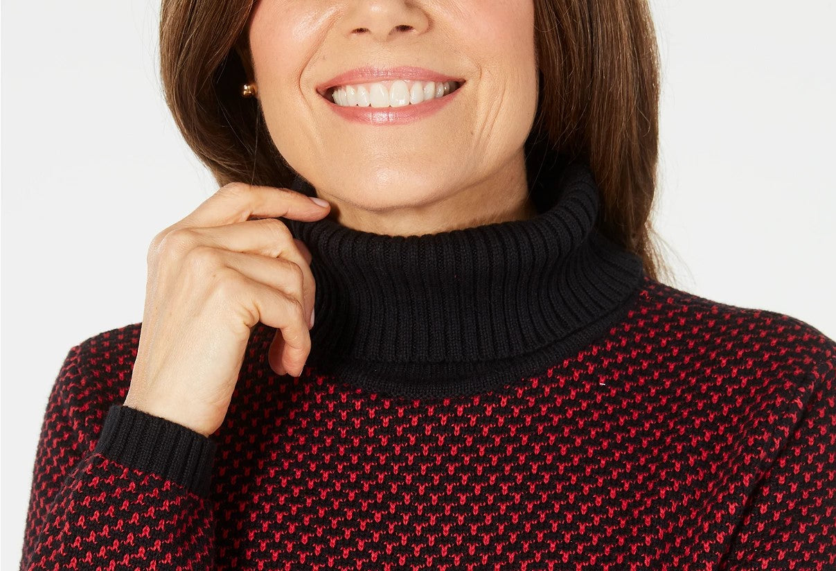 Karen Scott Women's Cotton Turtleneck Sweater Red Size Medium