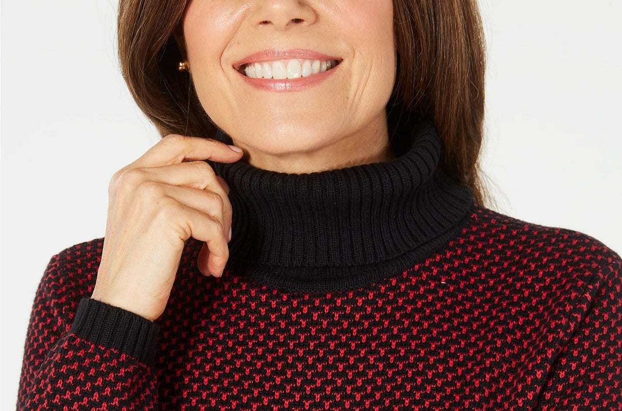 Karen Scott Women's Cotton Turtleneck Sweater Bright Red Size Extra Large