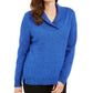 Karen Scott Women's Cotton Marled Shawl-Collar Sweater Blue Size Medium