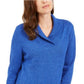 Karen Scott Women's Cotton Marled Shawl-Collar Sweater Blue Size Medium