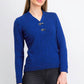 Karen Scott Women's Petite Hardware-Trim Cotton Henley Sweater Dark Blue Size Petite