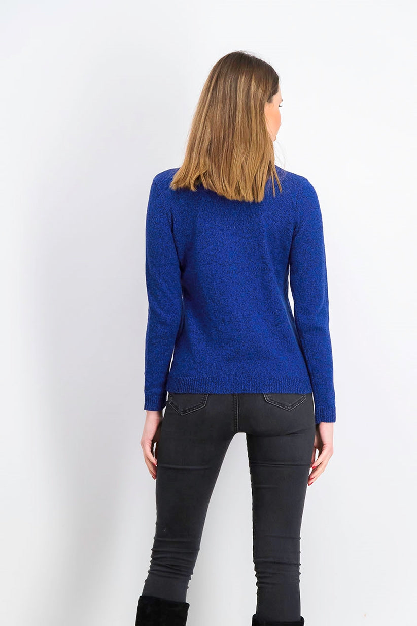 Karen Scott Women's Petite Hardware-Trim Cotton Henley Sweater Dark Blue Size Petite