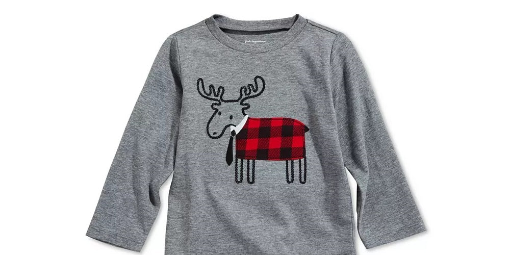 First Impressions Baby Boy's Elk Applique T-Shirt Grey Size 18 Months