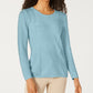Karen Scott Women's Patchwork-Stitch Pullover Sweater Blue Size Small