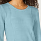 Karen Scott Women's Patchwork-Stitch Pullover Sweater Blue Size Small