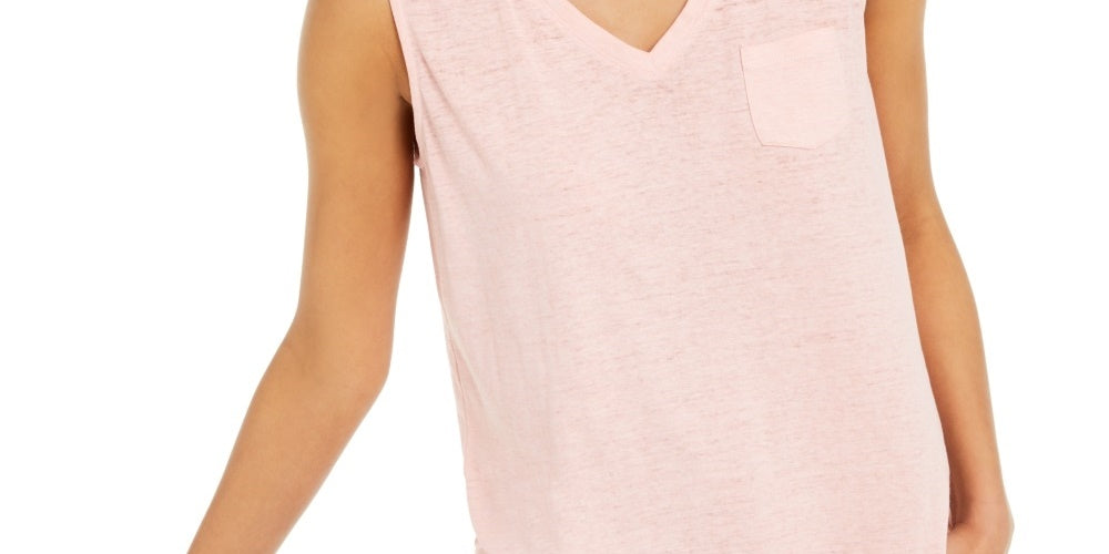 Style & Co Women's Chest-Pocket Burnout Top Pink Size Medium