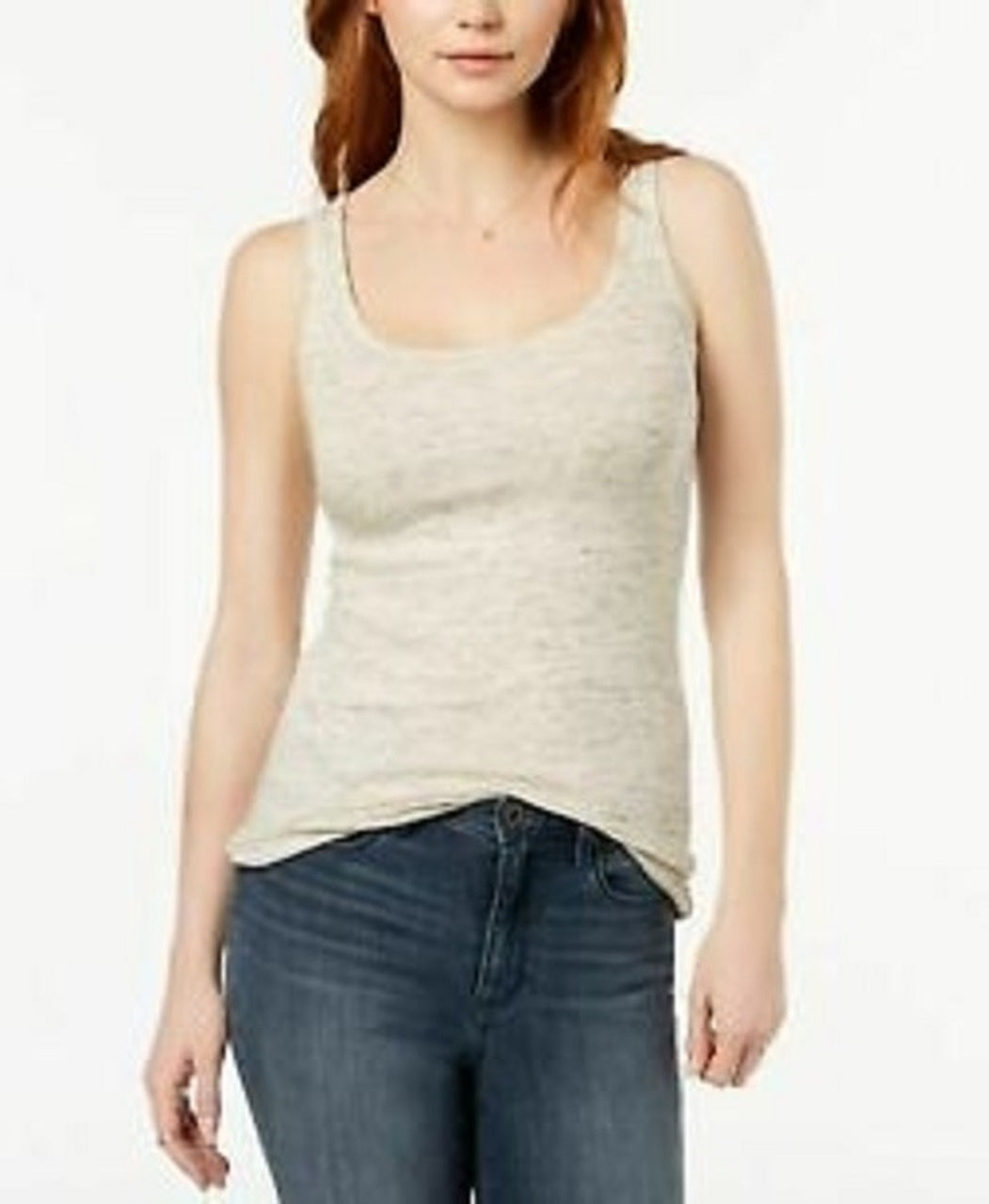 Maison Jules Women's Scoop-Neck Tank Beige Size Medium