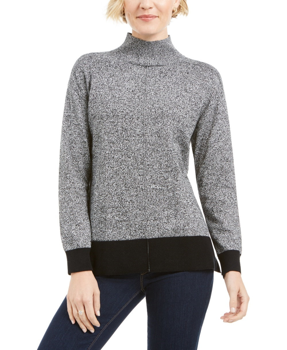 Karen Scott Women's Erin Cotton Mock Neck Sweater White Size Medium