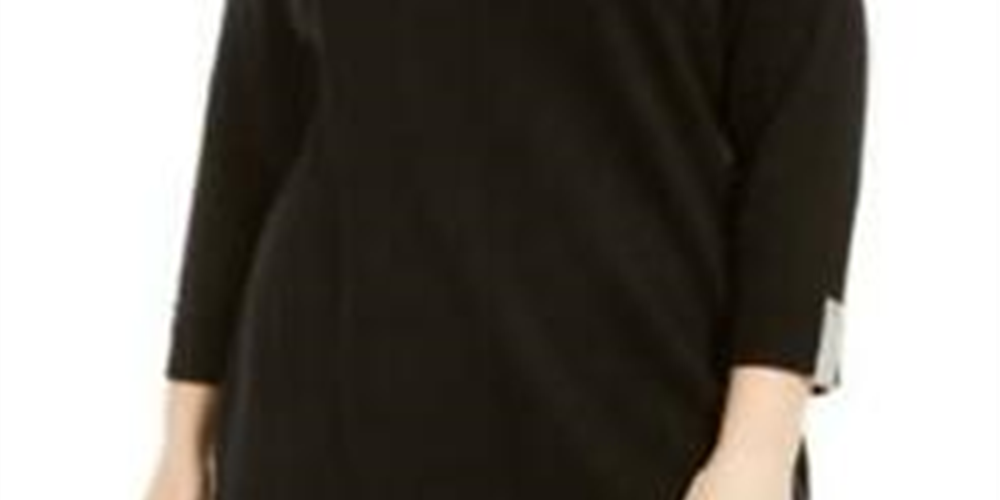 Karen Scott Women's Cotton Roll Neck Sweater Black Size 1X