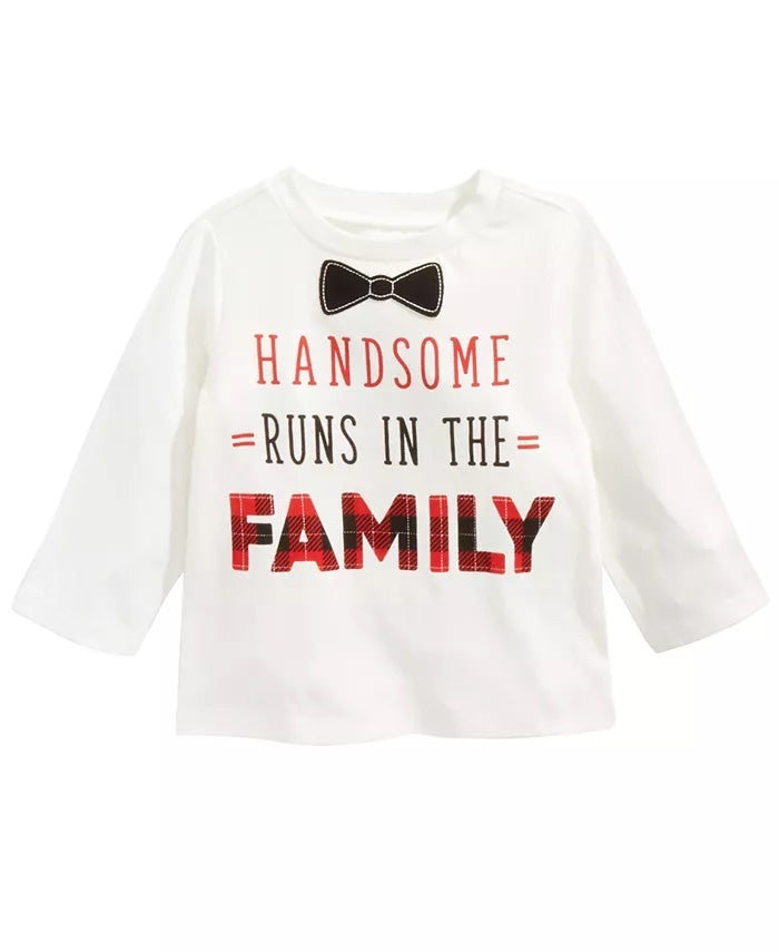 First Impressions Baby Boy's Handsome-Print Cotton T-Shirt White Size 6-9 Months