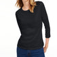 Maison Jules Women's 3/4 Sleeve Solid T-Shirt Black Size Large
