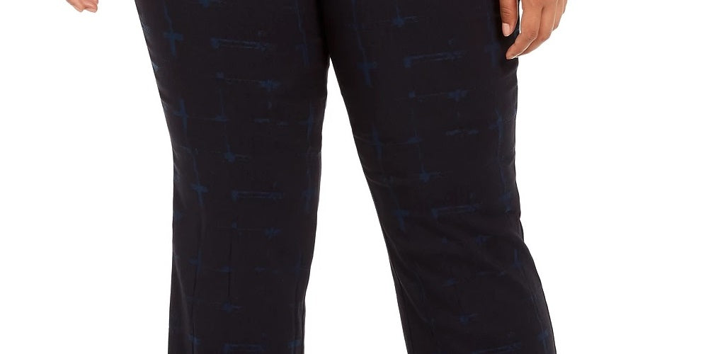 Alfani Women's Plus Pull On Plaid Pants Navy Size 20W