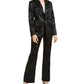 Alfani Women's Floral Jacquard Blazer Satin Black Size X-Large