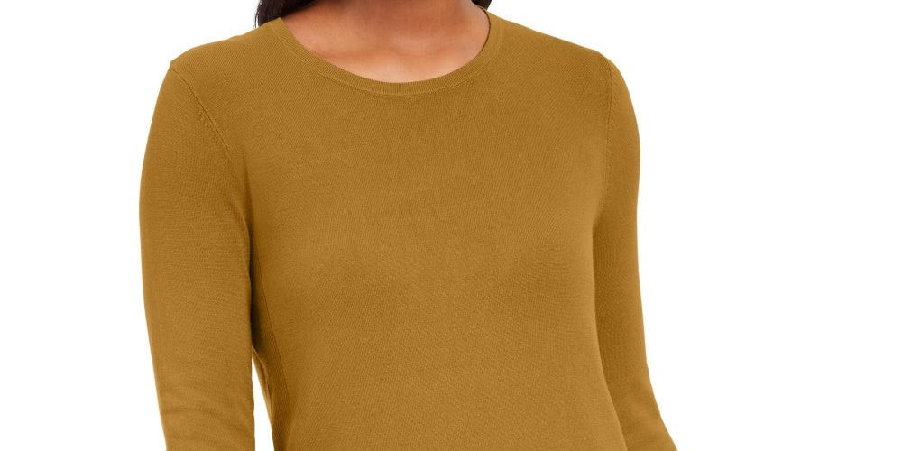 JM Collection Women's Button-Cuff Crewneck Sweater Musta Size XX-Large