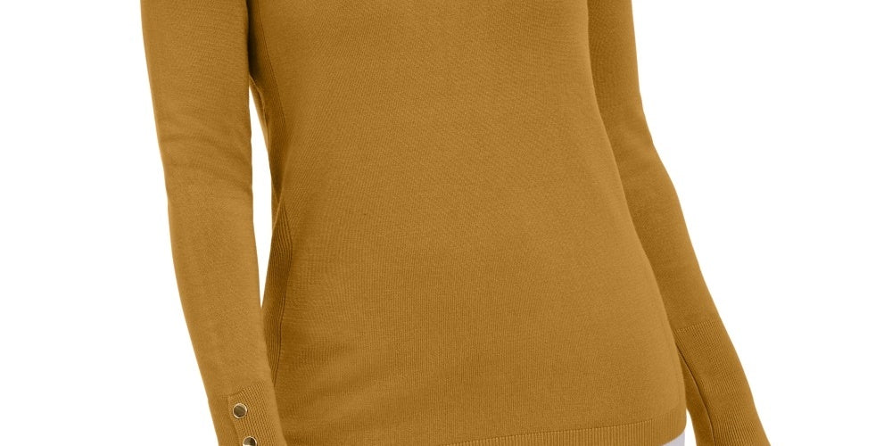 JM Collection Women's Button-Cuff Crewneck Sweater Musta Size XX-Large