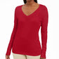 JM Collection Women's Embellished Sleeve V Neck Sweater Red Size Small