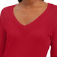 JM Collection Women's Embellished Sleeve V Neck Sweater Red Size Small
