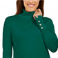 JM Collection Women's Stud Sleeve Pullover Turtleneck Sweater Green Size Large