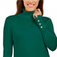 JM Collection Women's Stud Sleeve Pullover Turtleneck Sweater Green Size X-Large