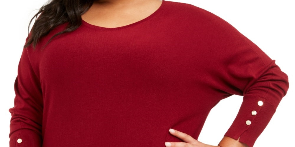 JM Collection Women's Plus Dolman Sweater Red Size 2X
