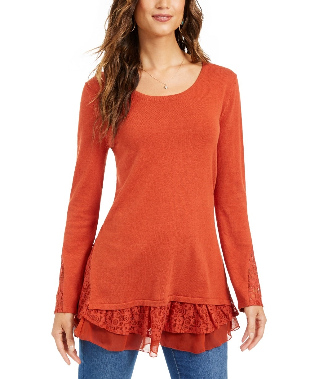 Style & Co Women's Layered Look Tunic Orange Size Extra Large