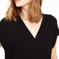 Alfani Womens Textured Surplice Wrap Sweater Black Size Extra Large